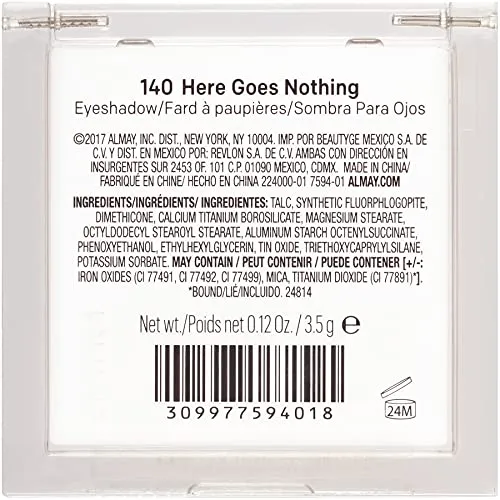 Almay Eyeshadow Palette, Longlasting Eye Makeup, Single Shade Eye Color in Matte, Metallic, Satin and Glitter Finish, Hypoallergenic, 140 Here Goes Nothing, 0.12 Oz