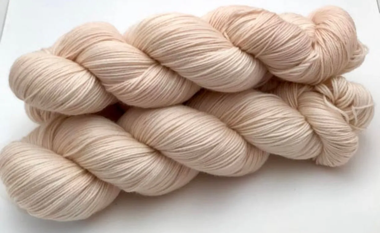 Hand Dyed Yarn "Nanny’s Linen" Tan Ecru Ivory Blush Beige Pale Merino Sport Superwash 328yds 100g