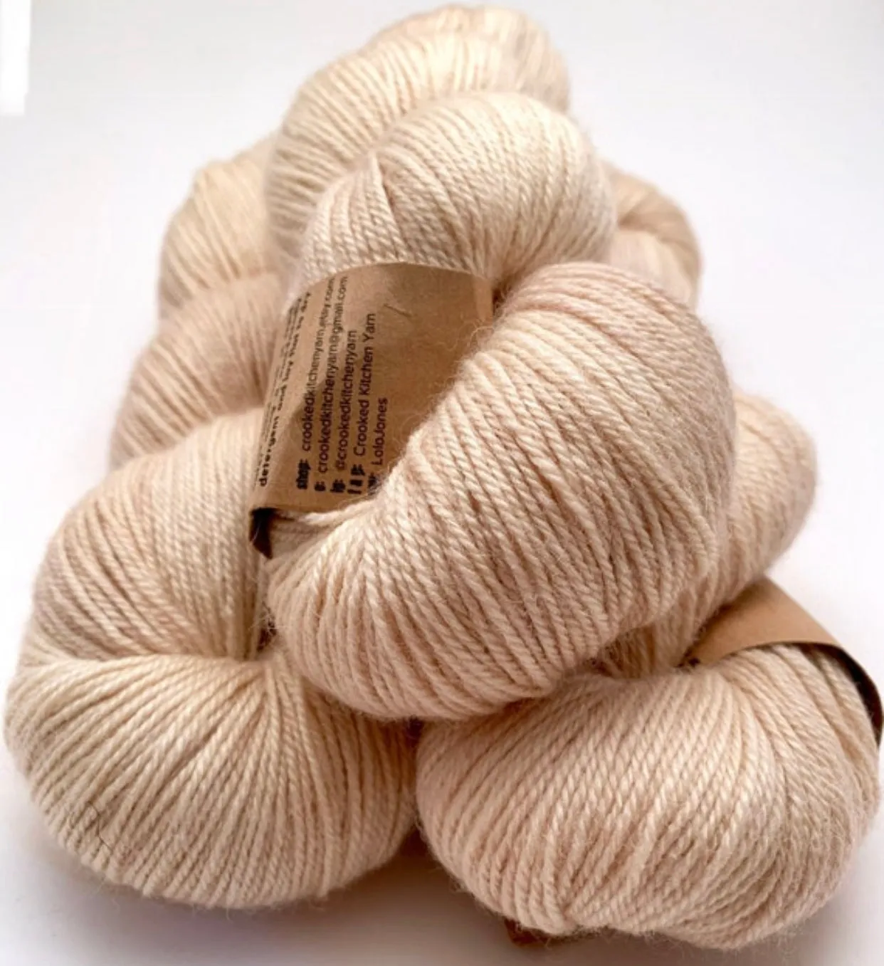 Hand Dyed Yarn "Nanny’s Linen" Tan Ecru Ivory Blush Beige Pale Merino Sport Superwash 328yds 100g