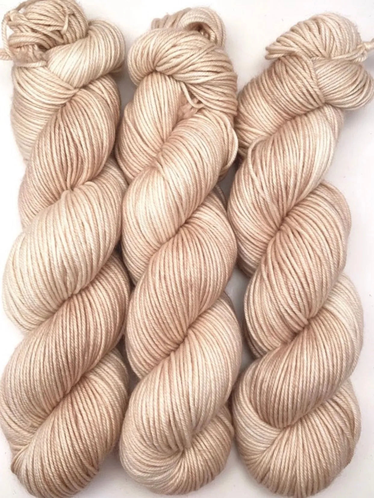 Hand Dyed Yarn "Nanny’s Linen" Tan Ecru Ivory Blush Beige Pale Merino Sport Superwash 328yds 100g
