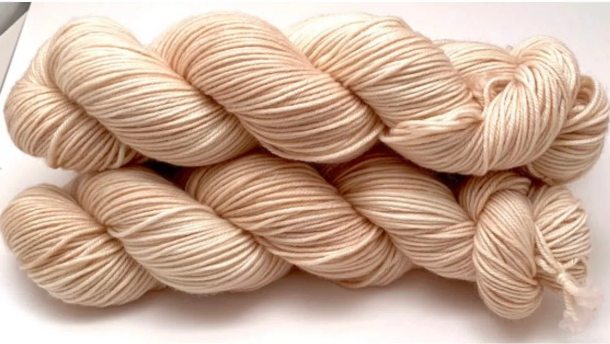Hand Dyed Yarn "Nanny’s Linen" Tan Ecru Ivory Blush Beige Pale Merino Sport Superwash 328yds 100g