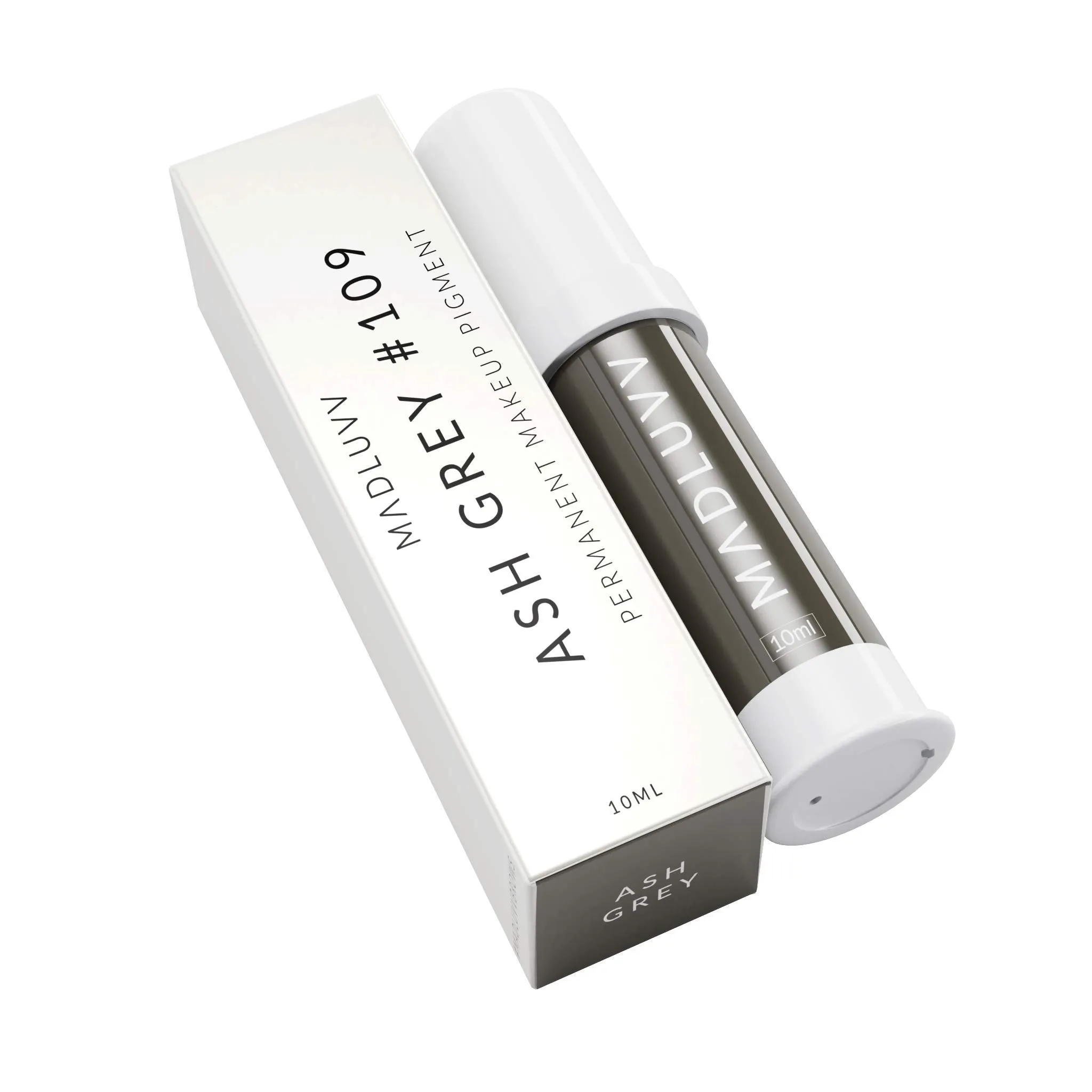 Madluvv Ash Grey 109 - Best Microblading Ink, Works with Permanent Makeup Machine, 10 ml Bottle