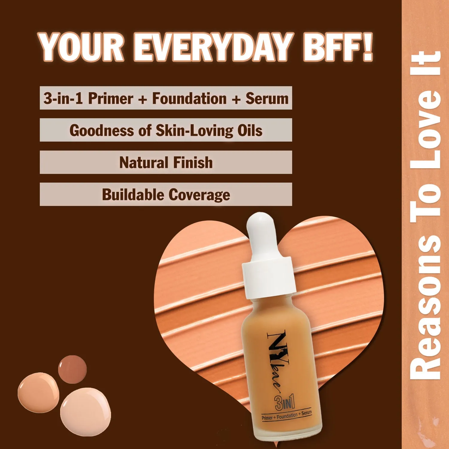 NY Bae 3 in 1  Primer   Foundation   Serum  - Warm Sand 05 (30 ml) | Wheatish | Warm Undertone | Natural Finish | Medium Coverage